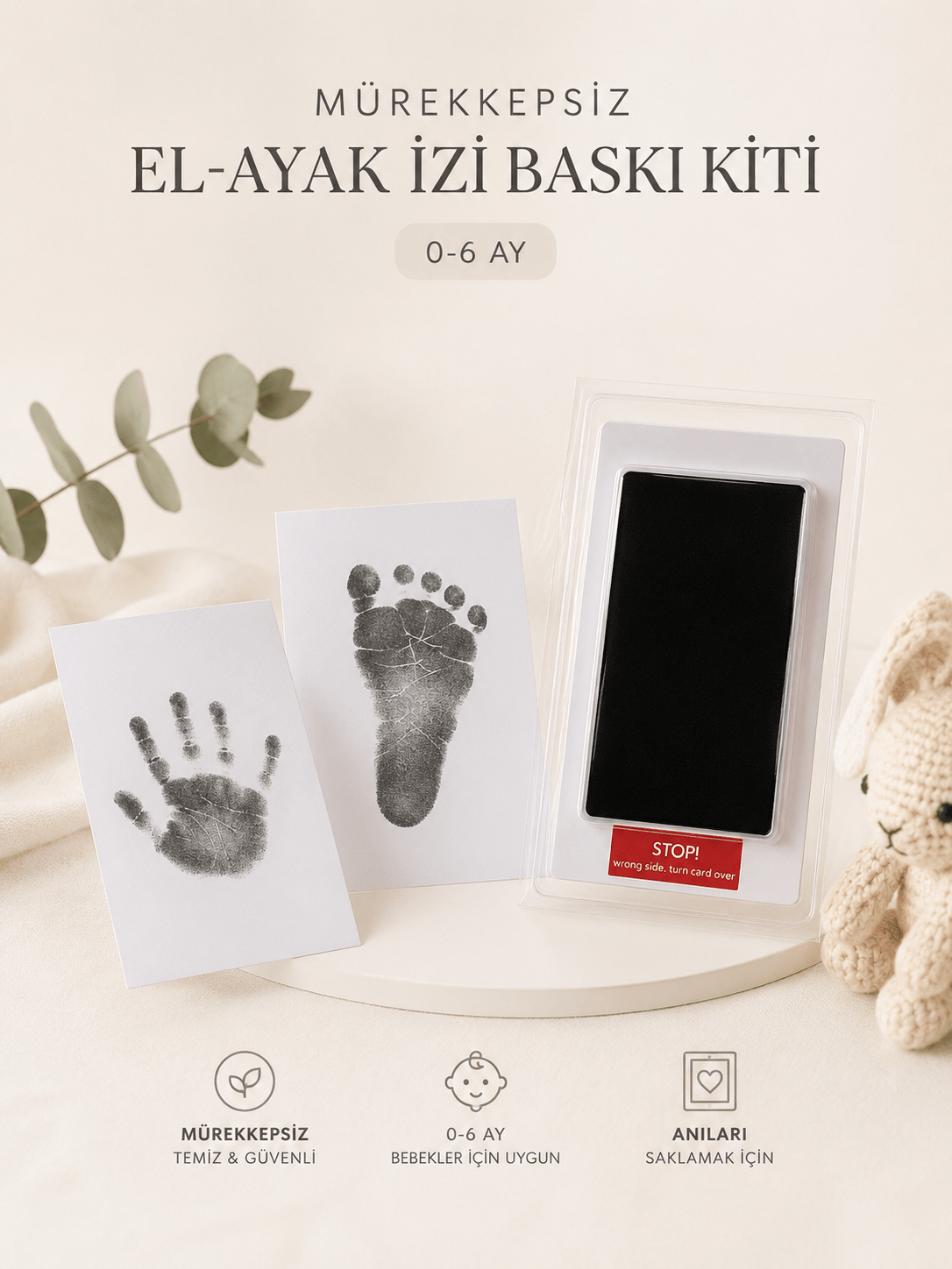 Mürekkepsiz Bebek El ve Ayak İzi Baskı Kiti (0-6 Ay) - Memoriés & more